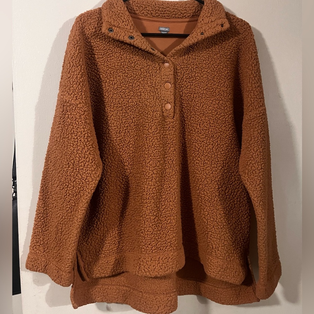 Aerie Cozy Sherpa Pullover Jacket - Rust